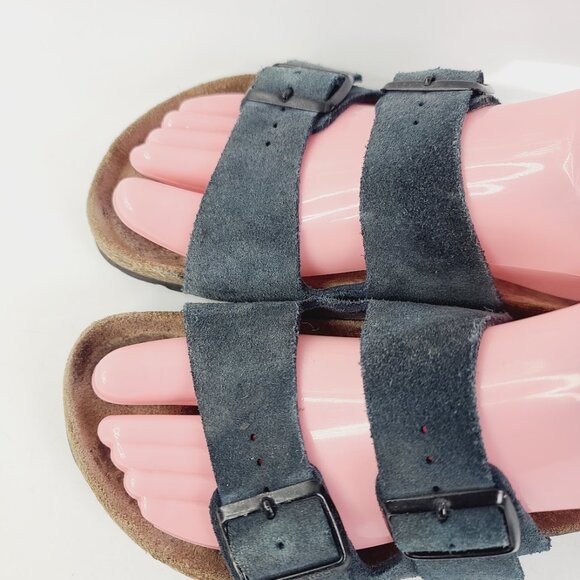 Birkenstock Women's Navy Arizona Soft Footbed Suede Slip-On Slide Sandal Sz 6.5 - Picture 3 of 5